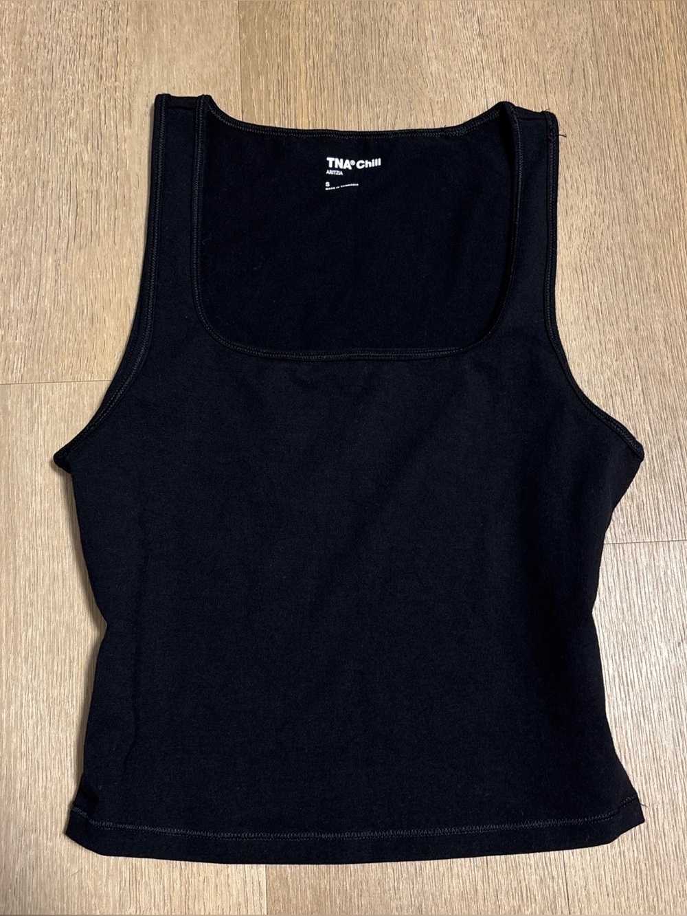 TNA black chill square neck tank top